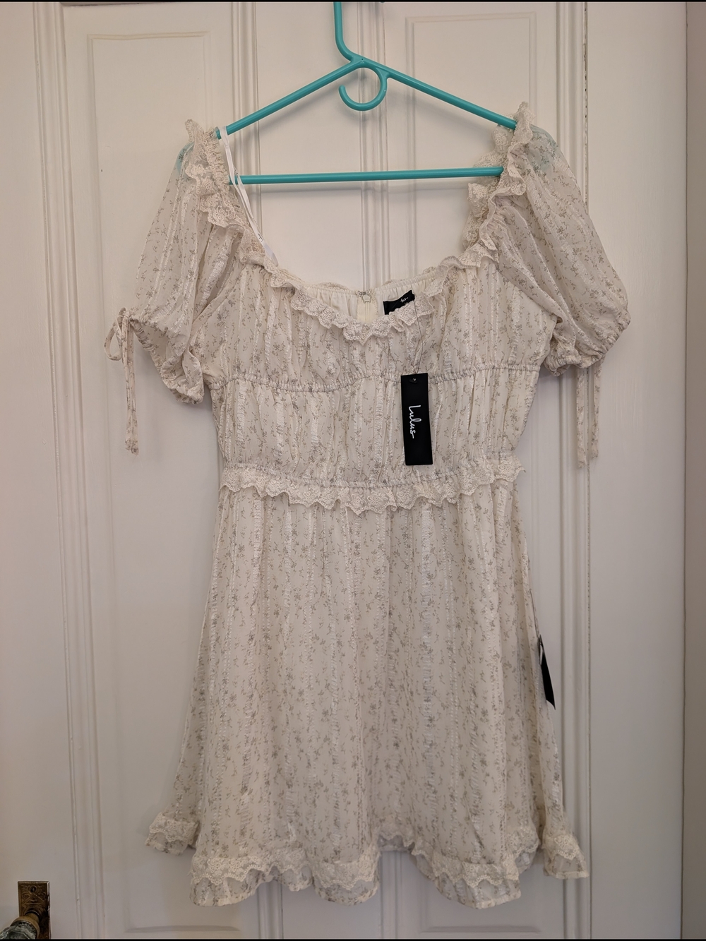 Lulu's Cream Floral Ruffle Babydoll Tunic